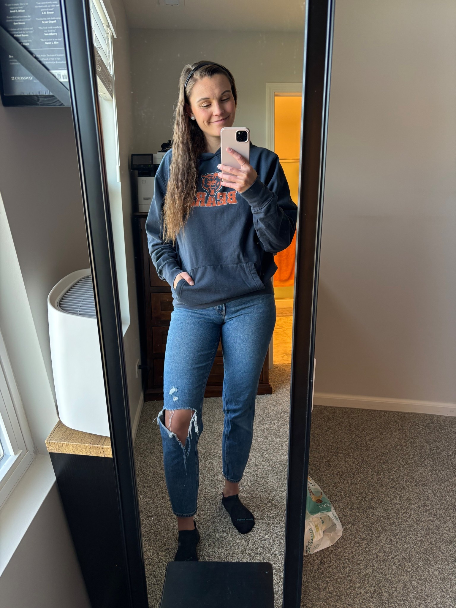 Cozy football hoodie. Size medium tall. Not super long but fits perfect. I’m 5’9

#LTKFindsUnder100 #LTKTall #LTKmomlife