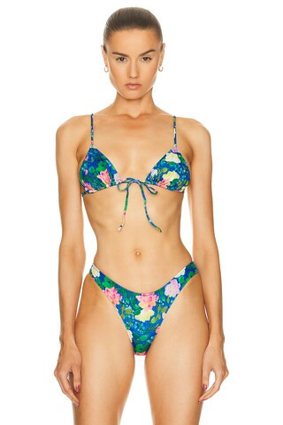 Heavy Manners Front Tie Bikini Top in Blue | FWRD 