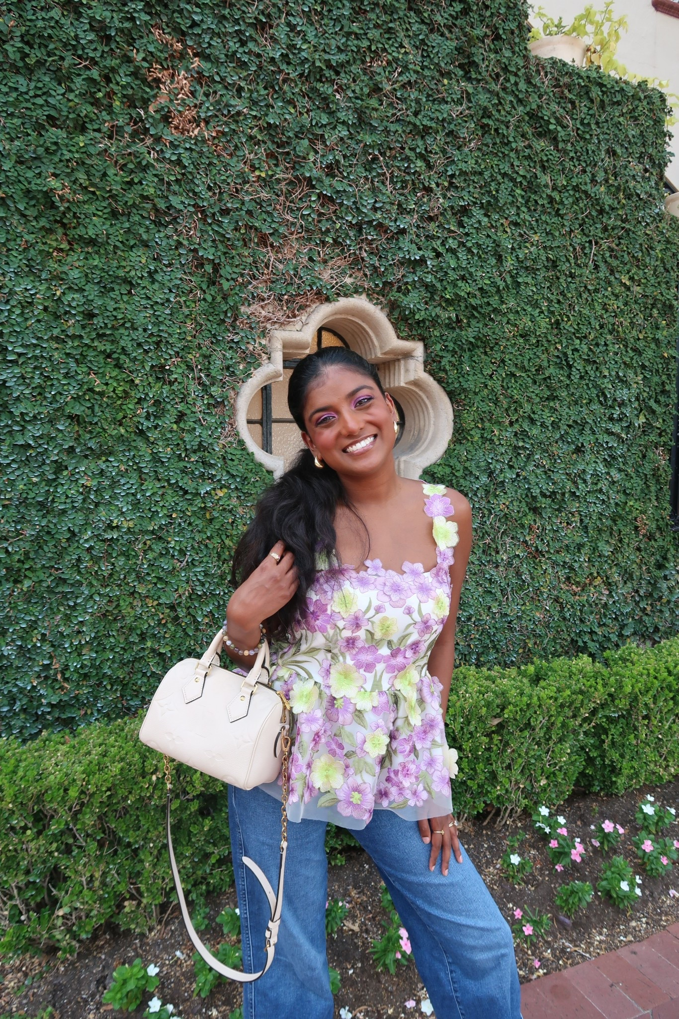 Summer Brunch Outfit! #summeroutfit #brunchoutfit #floraltop #floral 

#LTKStyleTip #LTKFindsUnder100 #LTKPetite