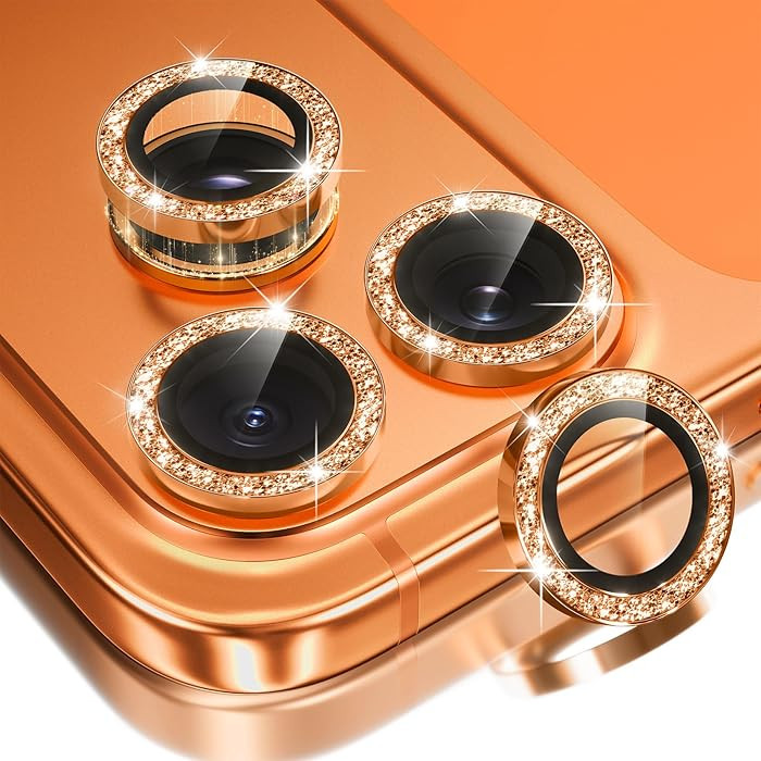 BERFY Camera Lens Protector for iPhone 17 Pro/17 Pro Max, Glitter Bling Aluminum Alloy Metal Ring... | Amazon (US)