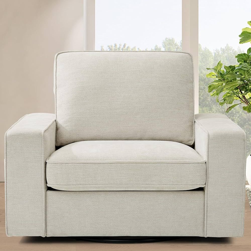 TEKAMON Swivel Accent Chair, Oversized Swivel Single Sofa Chair, Modern Chenille Fabric Barrel Ar... | Amazon (US)