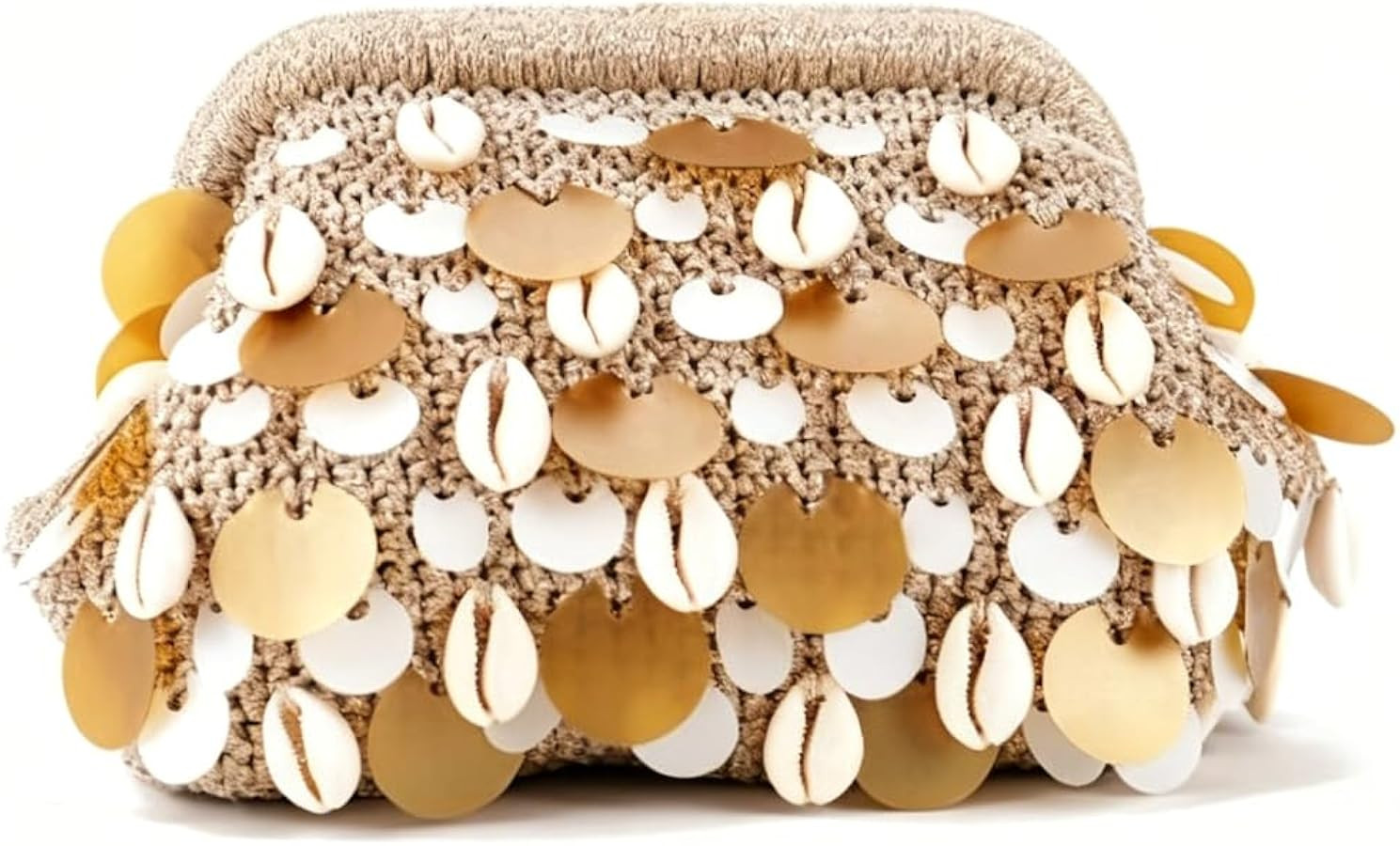 CUXVA Shell Beaded Purse Handwoven Crochet Bag Sequin Evening Clutch Handbags for Summer Beach Va... | Amazon (US)