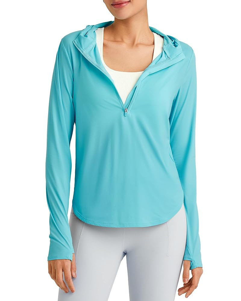 G4Free Lightbreeze Womens UPF 50+ Sun Shirts with Hoodie Long Sleeve Workout Tops Half Zip Rash G... | Amazon (US)