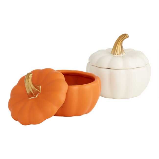 Round Ceramic Pumpkin Soup Crock | World Market