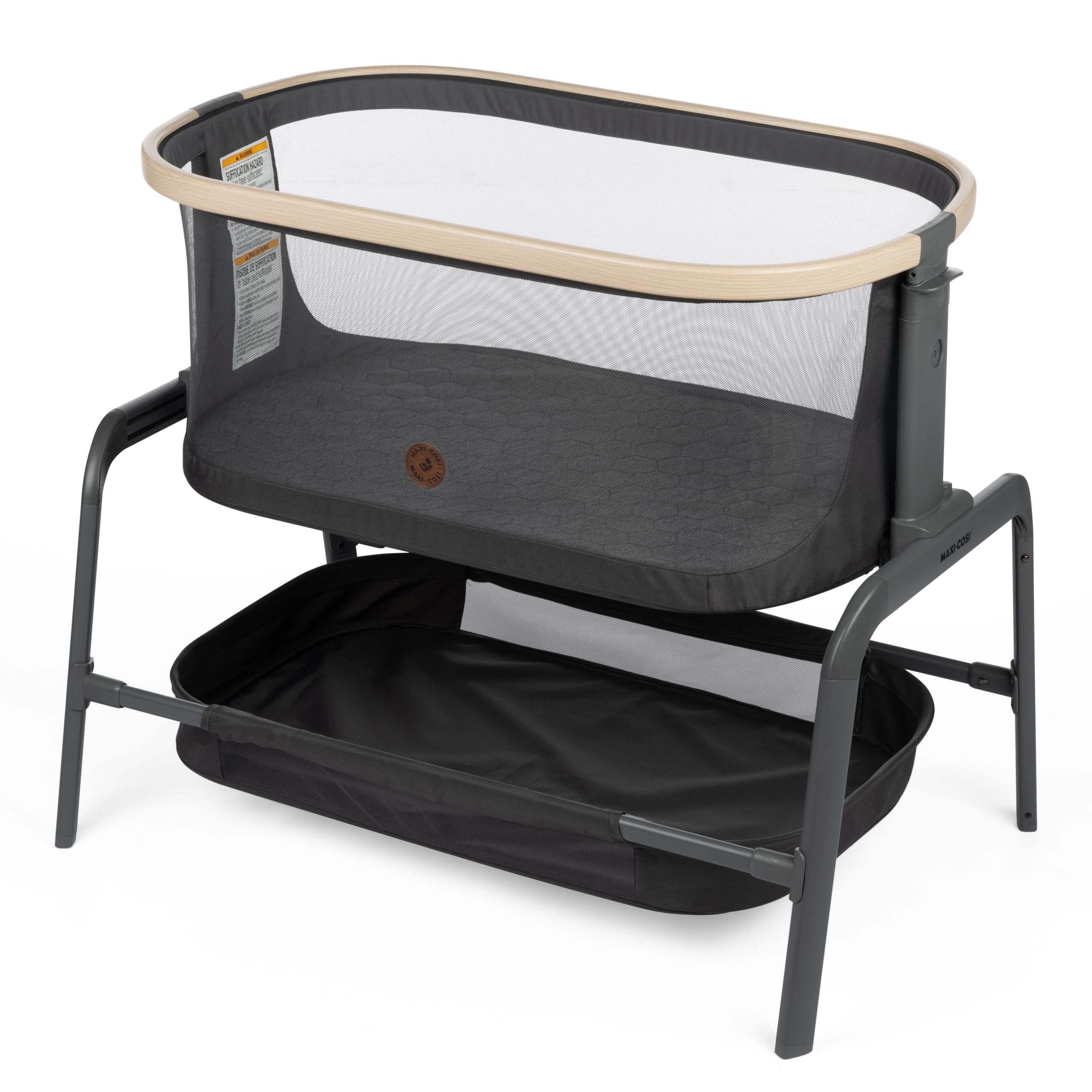 Maxi-Cosi Iora Baby Bassinets Bedside Sleeper, Portable Bassinet, Infant Bedside Sleeper Crib, Height Adjustable, Breathable Mesh, Large Storage Basket, Classic Graphite | Amazon (US)