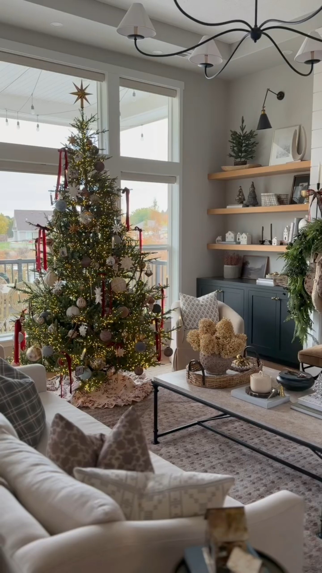 Our holiday living room ✨ Cozy, nostalgic, pops of color, and lots of warm layers! 

#LTKHome #LTKHoliday