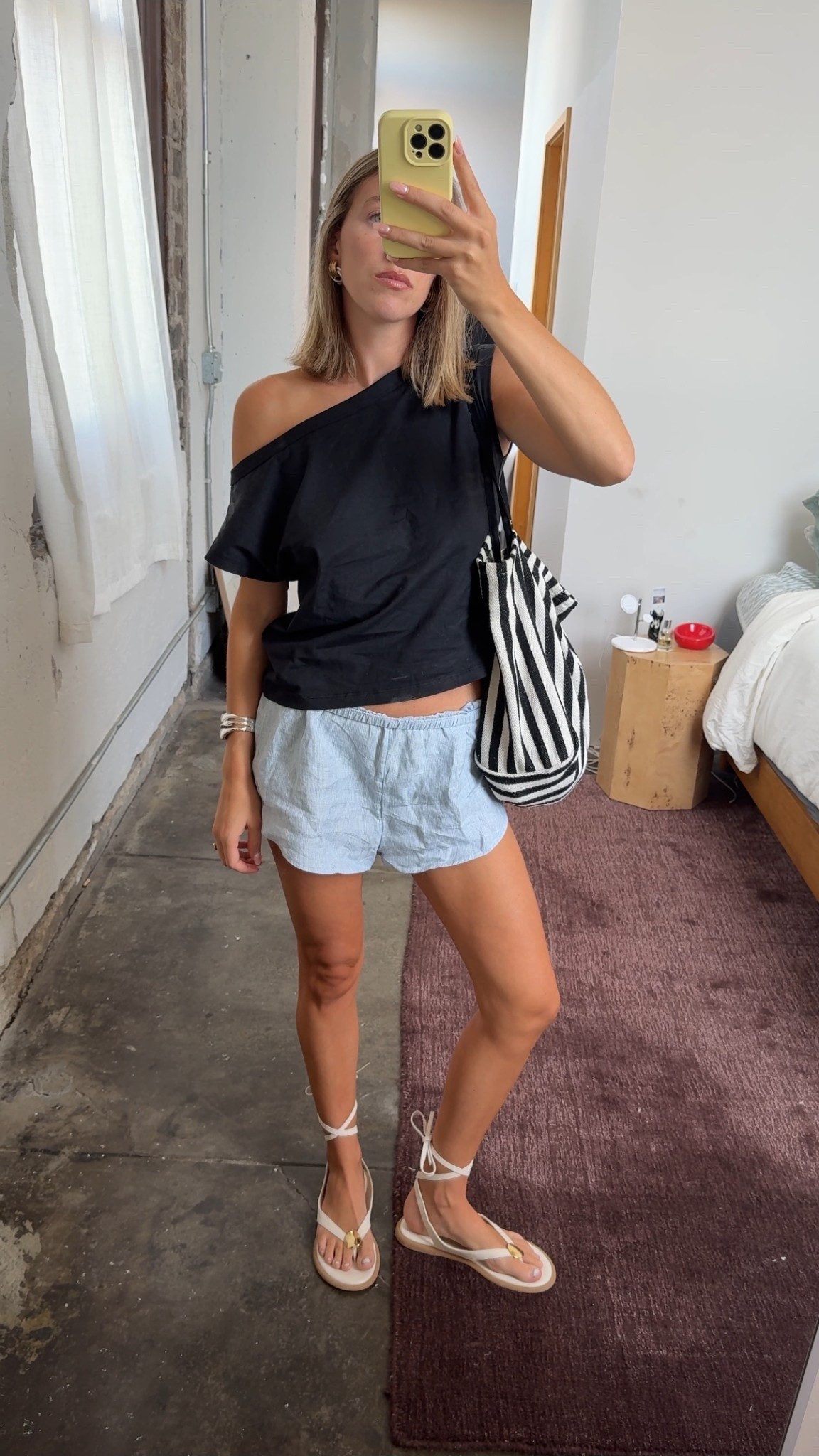 tee: small
shorts: med (wish I got a small)
sandals: tts