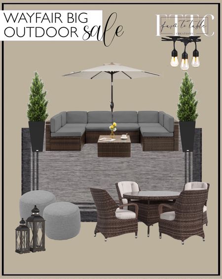 Wayfair Big Outdoor Sale. Follow @farmtotablecreations on Instagram for more inspiration.

Waikiki Gray/Dark Gray Indoor/Outdoor Rug. Leisure 6 - Person Outdoor Seating Group with Cushions. 90'' Market Umbrella Table Umbrella for Patio and Outdoor With Tilt Button for Deck. Pure Series Midland Planter. Topiarr Trees Faux Cedar Tree in Pot (Set of 2). Guyer 4 - Person Round Outdoor Dining Set with Cushions. Point Outdoor Ottoman. Medders Wood Tabletop Lantern. Pro 12-Light 27 ft. Outdoor Solar NonHanging LED 2-Watt S14 2700K Warm White Bulb String Lights. Outdoor Furniture. Outdoor Patio. Outdoor Decor. Outdoor Furniture Sale. 


#LTKSeasonal #LTKsalealert #LTKhome