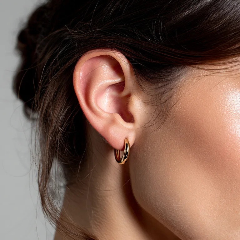 Amy and Annette 14K Gold Graduated Hoop Huggie Earring in 14K Yellow Gold Plated | Walmart (US)