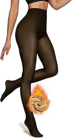 OEAK Womens Fleece Lined Tights Fake Translucent Pantyhose Thermal Opaque High Waisted Winter Leg... | Amazon (US)