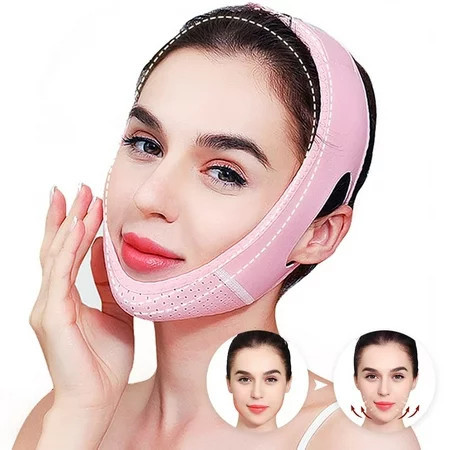 NOGIS Face Lifting Slimming Belt Double Chin Reducer Chin Up Mask V Line Mask Facial Slimming Strap Slimming Face Mask (Pink) | Walmart (US)