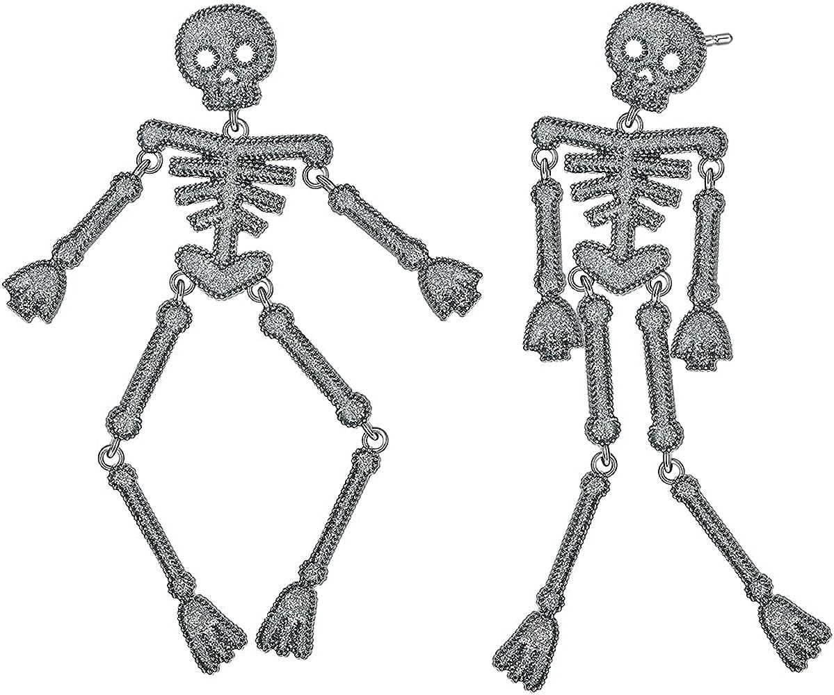 Amazon.com: WOWORAMA Skeleton Skull Earrings Halloween Dangle Earrings Gothic Hip Hop Earrings fo... | Amazon (US)