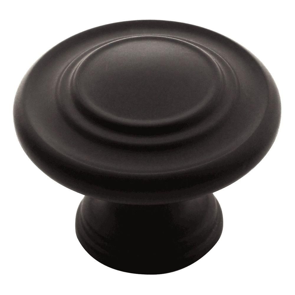 1-3/8 in. Black Round Cabinet Knob | Home Depot