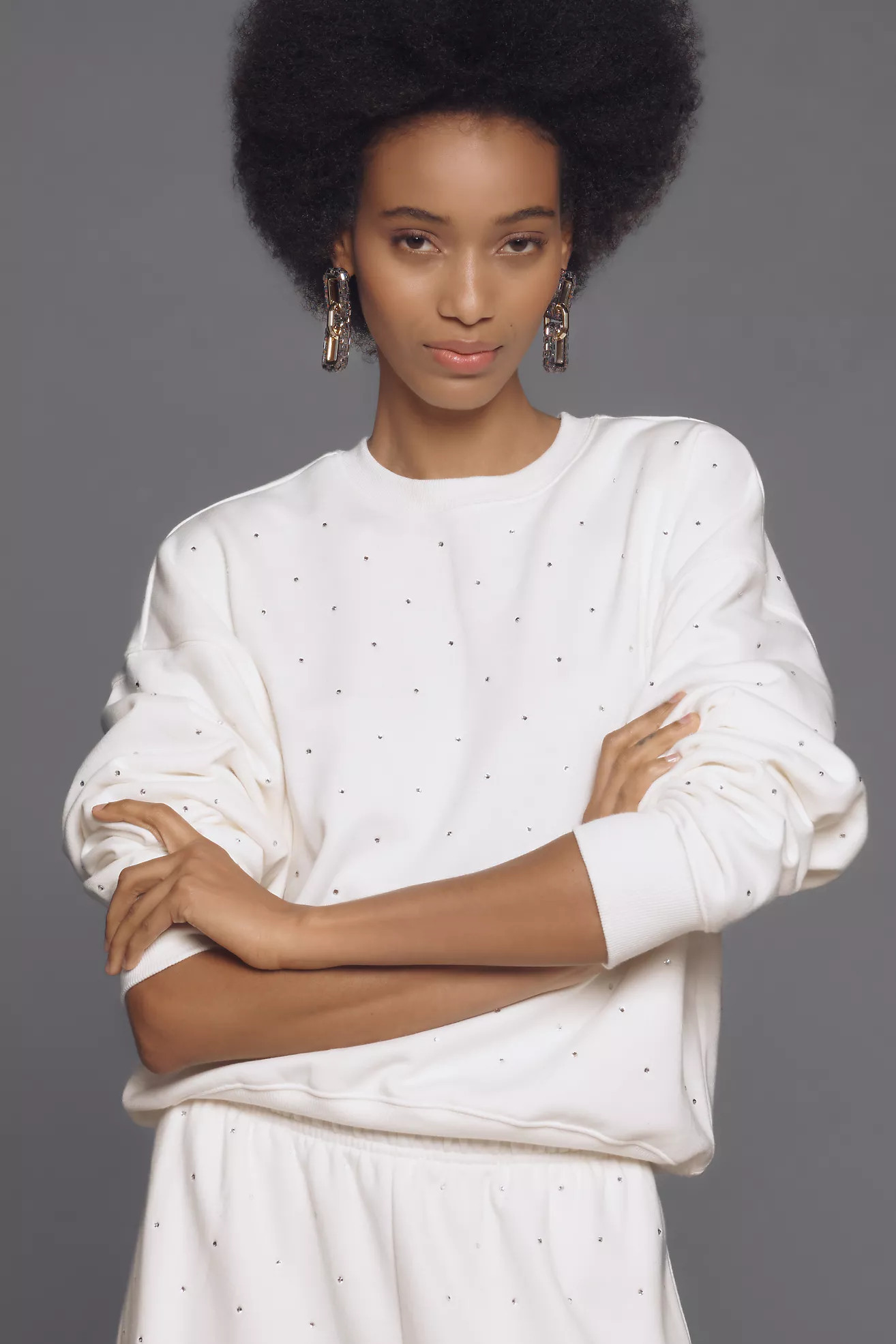 Good American Crystal Crew-Neck Sweatshirt | Anthropologie (US)