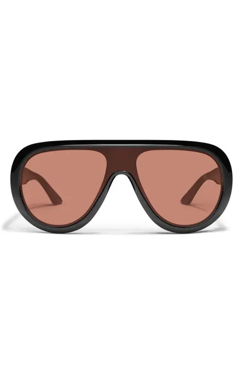 QUAY Set List 54mm Aviator Sunglasses in Black/Dark Apricot at Nordstrom | Nordstrom