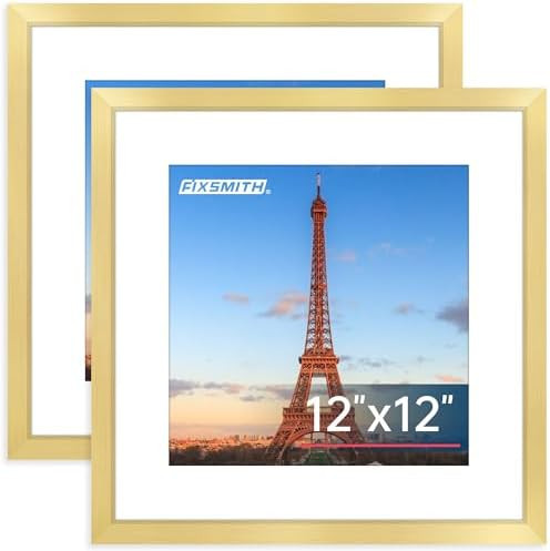 FIXSMITH 12x12 Picture Frame Gold Set of 2, Photo Frame with HD Plexiglass, Display Pictures 8x8 ... | Amazon (CA)