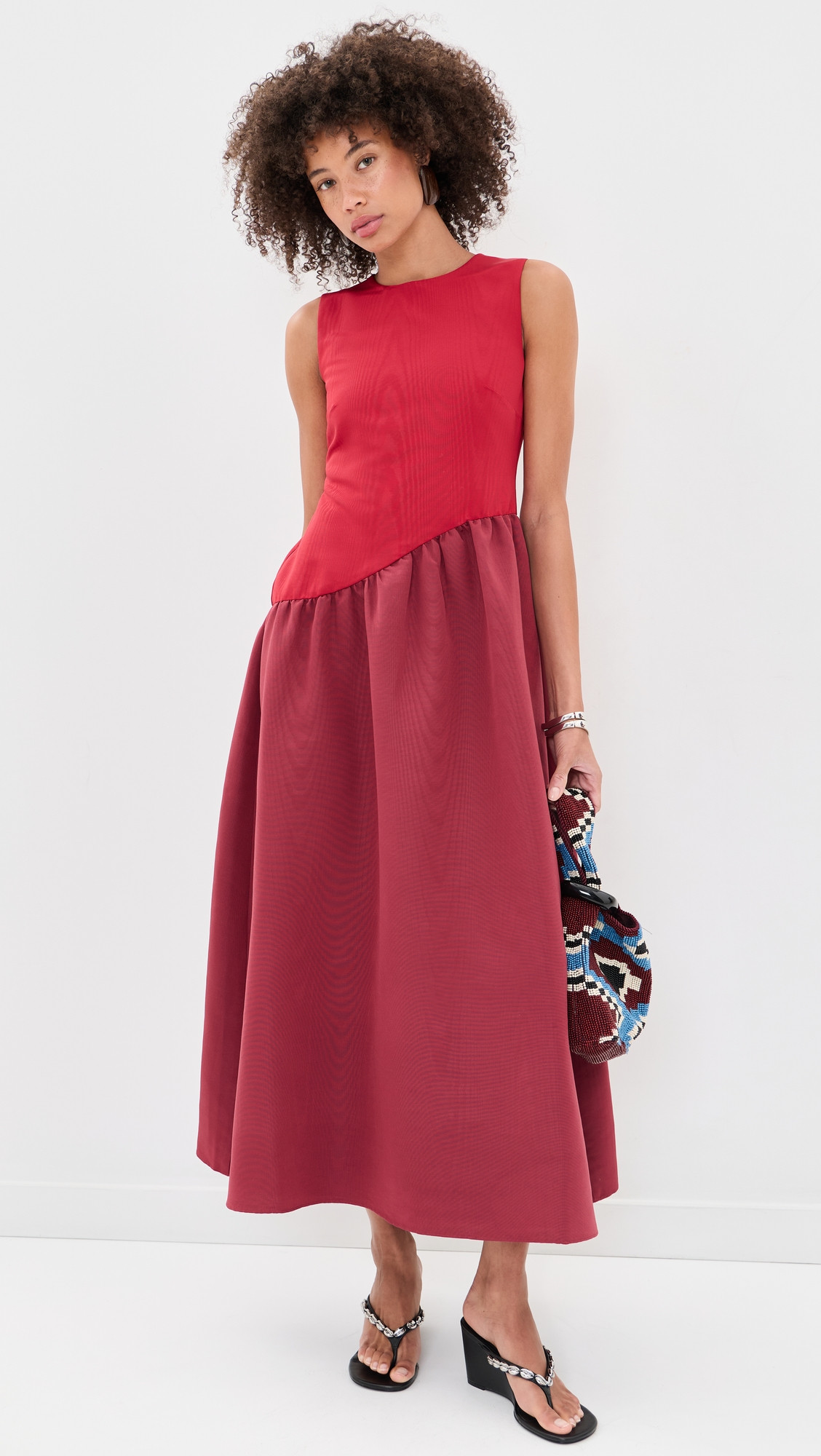 SIMONMILLER Laurel Moire Midi Dress Pomegranate/Bordeaux L | Shopbop