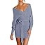 ZESICA Women's Fall Long Batwing Sleeve Wrap V Neck Knitted Backless Bodycon Pullover Sweater Dre... | Amazon (US)