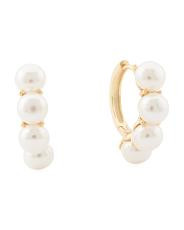 14kt Gold Plated Sterling Silver Pearl Hoop Earrings | TJ Maxx