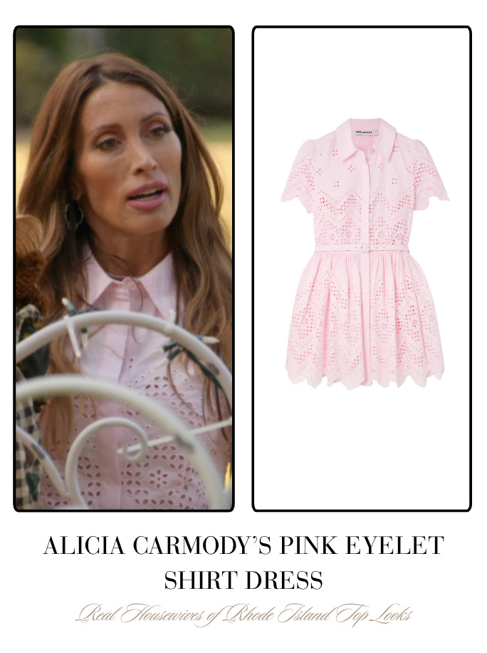 Alicia Carmody's Pink Eyelet Shirt Dress 

 