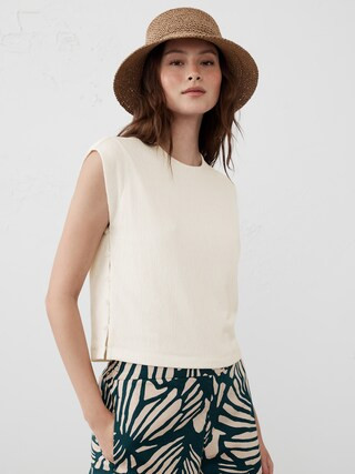 Crepe Jacquard Side-Button Top | Banana Republic Factory