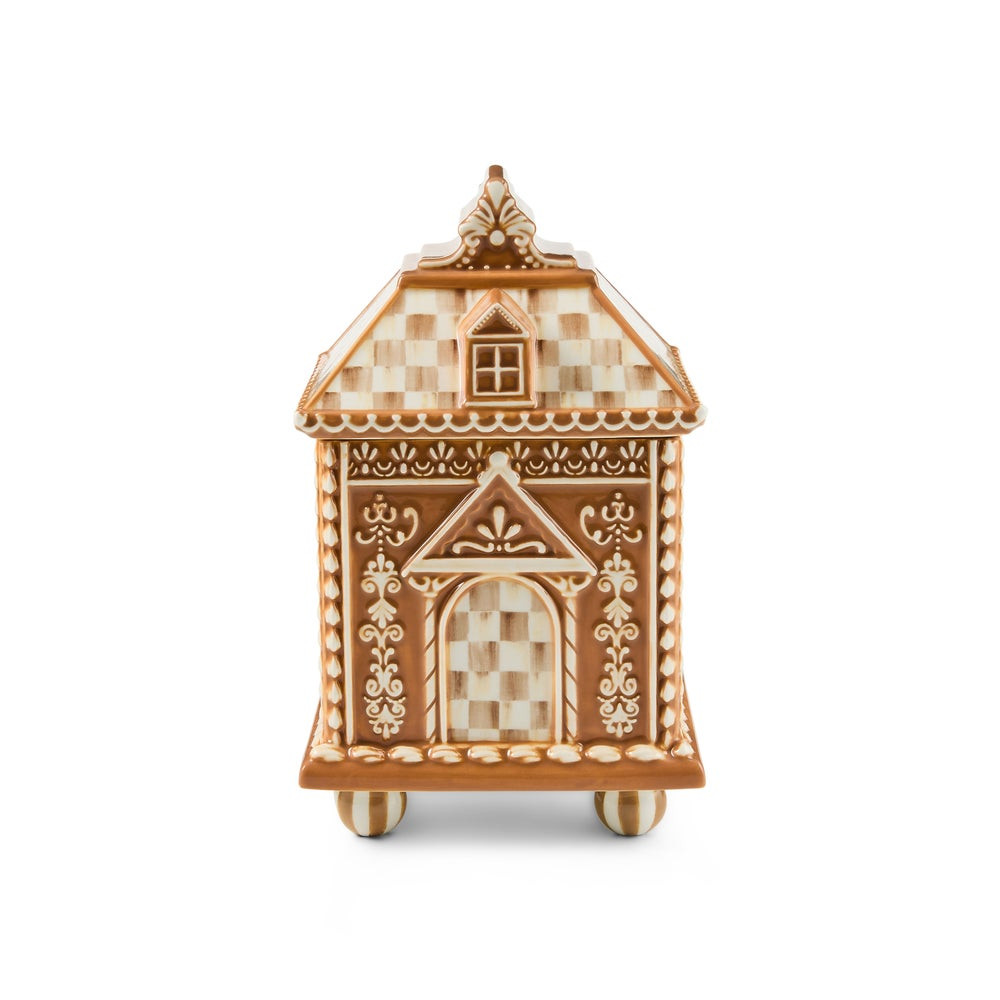 Mocha Check Gingerbread Small Canister | MacKenzie-Childs
