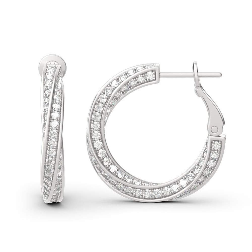 Jeulia Twist Sterling Silver Hoop Earrings for Women Bride Wife Birthday Gift With Jewelry Box | Amazon (US)