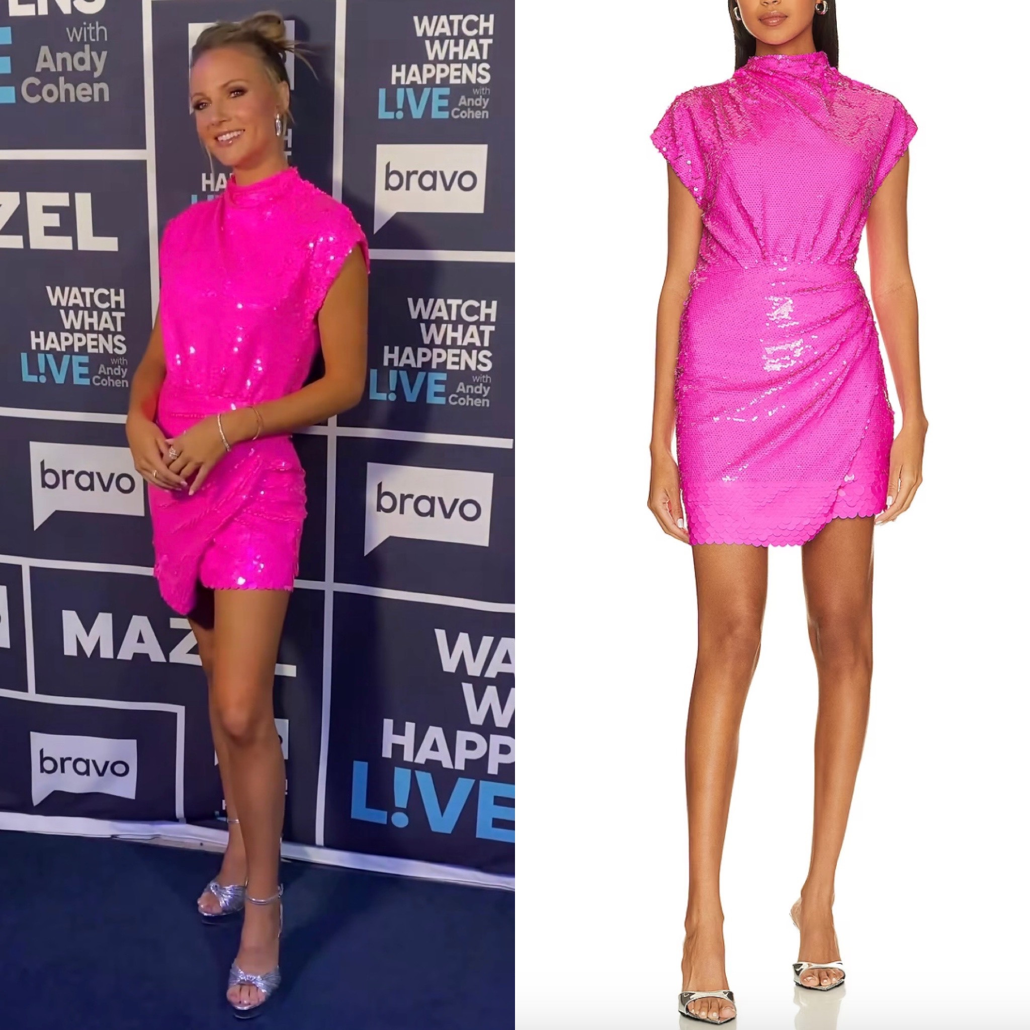 Taylor Ann Green’s Pink Sequin Dress on #WWHL 📸= @bravowwhl