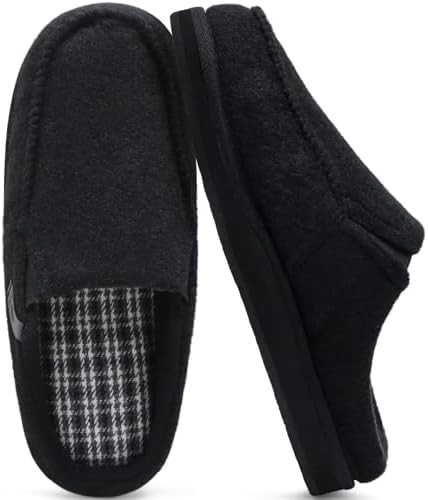 ONCAI Mens Slippers with Arch Support Stripe Faux Fur Cotton-Blend High-Density Memory Foam Warm ... | Amazon (US)