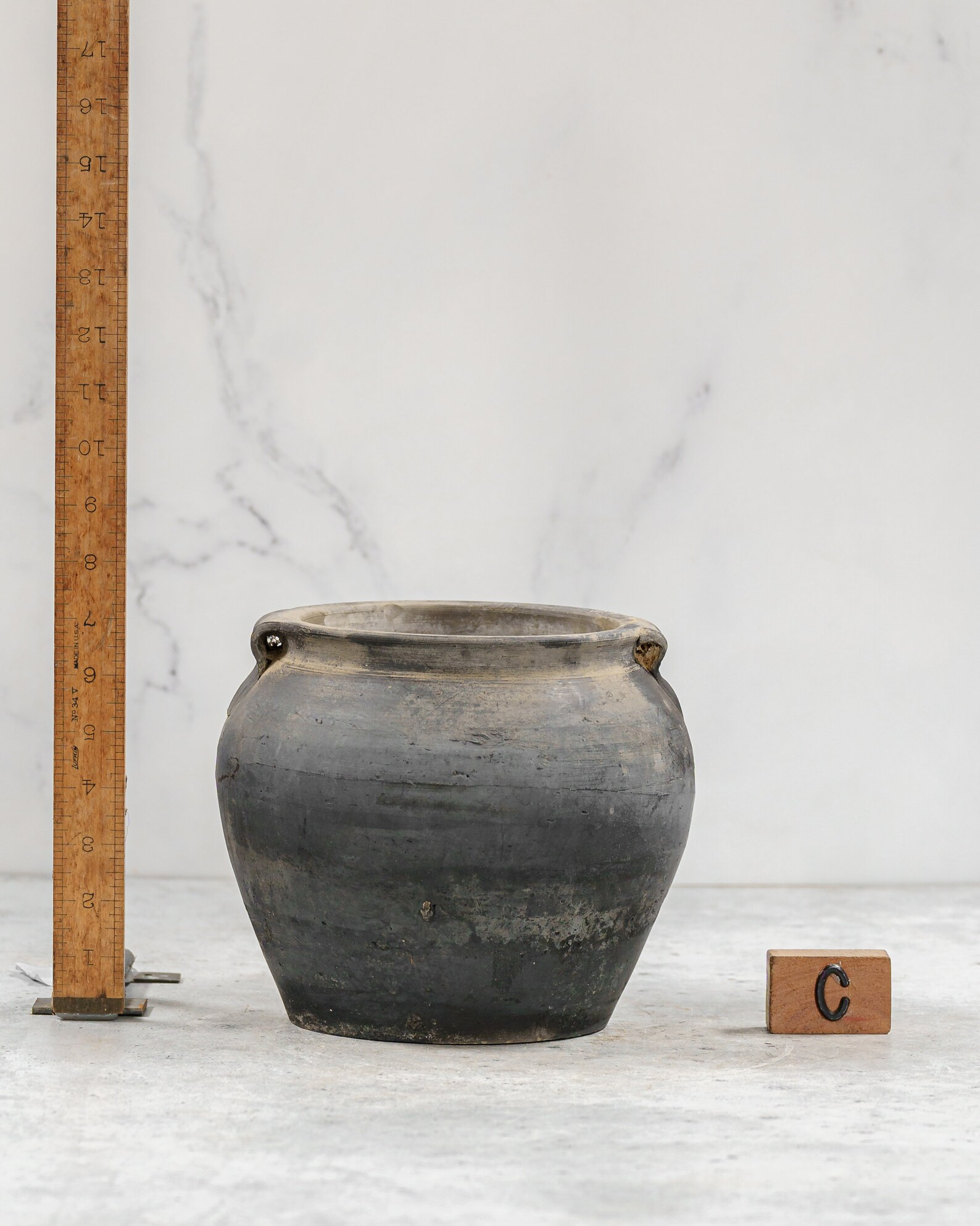 Rustic Handcrafted Vintage Clay Vase In Black and Grey with Handles (Free Shipping) | Etsy (US)