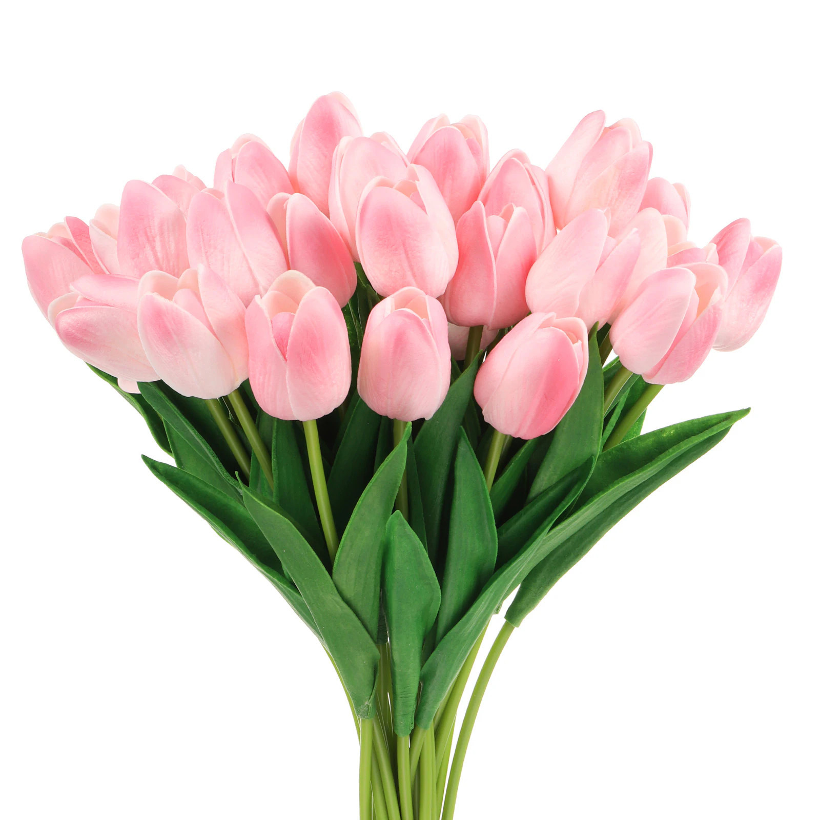 Unique Bargains 24pcs Fake Tulips Artificial Flowers PU Artificial Tulips Real Touch with Stems for Home Decor Wedding Hotel Office Centerpiece Light | Lowe's