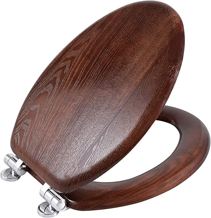 Angel Shield Elongated Wood Toilet Seat with Quiet Close,Easy Clean,Quick-Release Hinges(Elongate... | Amazon (US)