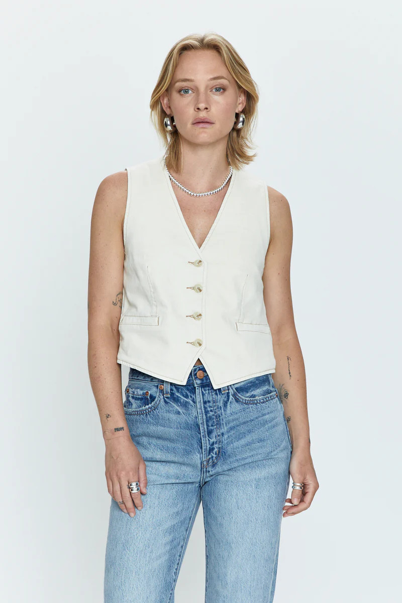 Vero  Cropped Vest - Ecru | Pistola Denim