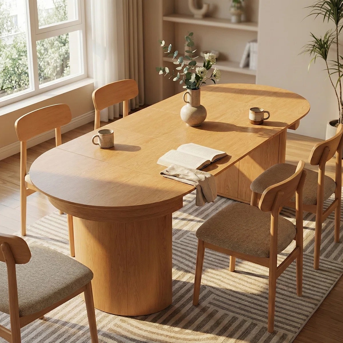 Extendable Wood Dining Table with Storage Cabinet, Seats 2-10,Space-Saving for Family

#LTKfoodie #LTKdayinmylife #LTKHome