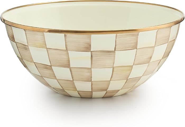 MACKENZIE-CHILDS Enamel Everyday Bowl, Serving Bowl for Entertaining, Large, Brown-and-White Moch... | Amazon (US)