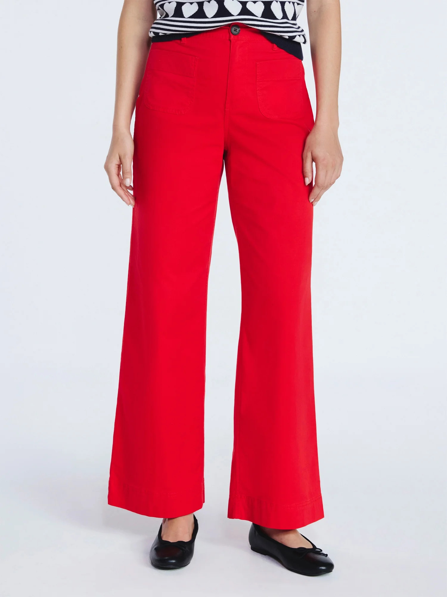 Free Assembly Women's and Women's Plus Patch Pocket Wide Leg Pants, 30”, 32” and 34” Inseam... | Walmart (US)