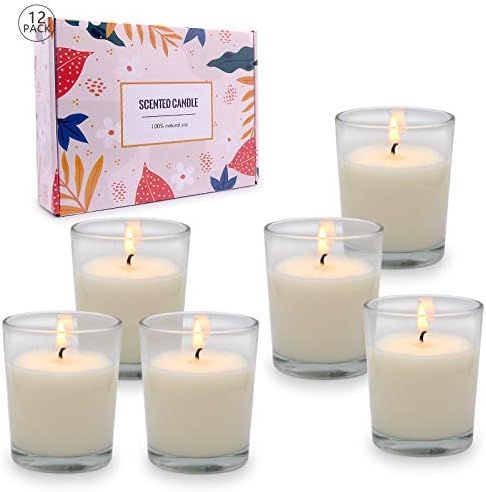 12 Pack Unscented White Votive Candles 12 Hour Long Burn Time Candles for Party Decorations, Birt... | Amazon (US)