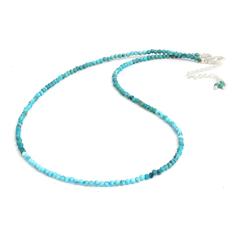 Gempires Genuine Turquoise Beads Beaded Choker Necklace for Women December Birthstone, 2.4-2.5 mm... | Amazon (US)