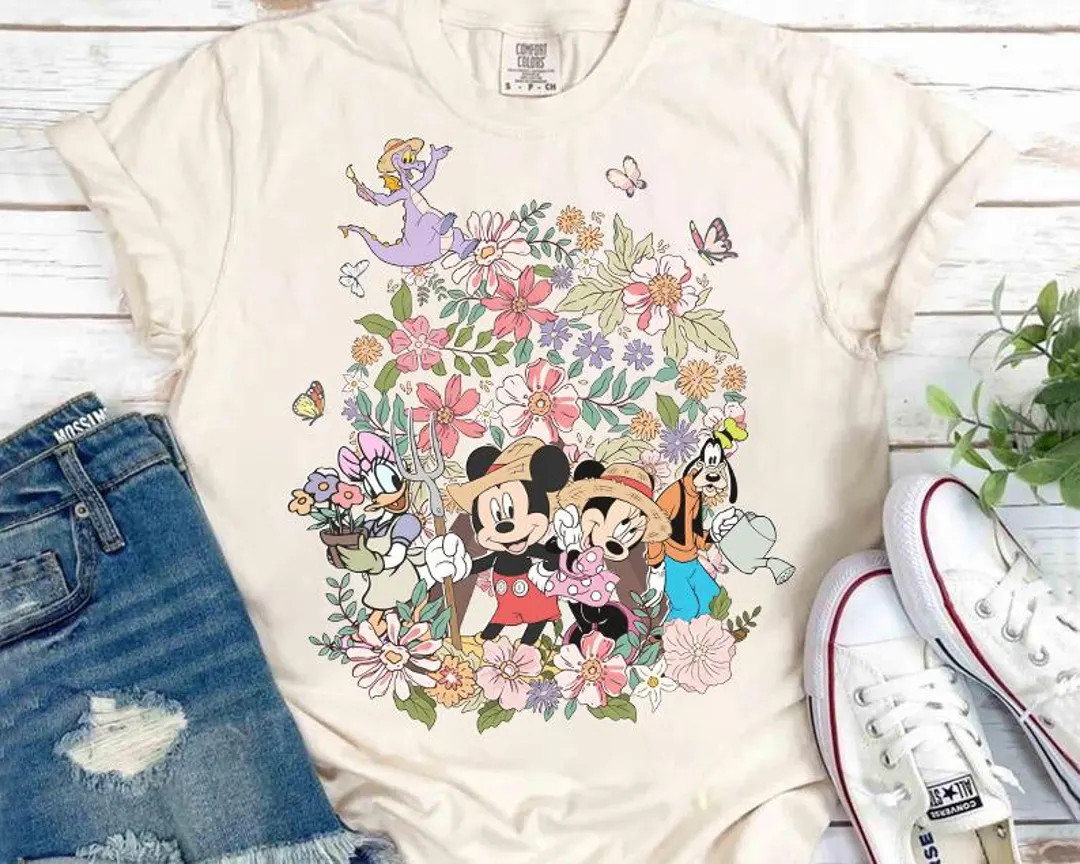 Disney Mickey and Friends Floral Epcot Festival T-shirt, Epcot International Flower and Garden Fe... | Etsy (US)