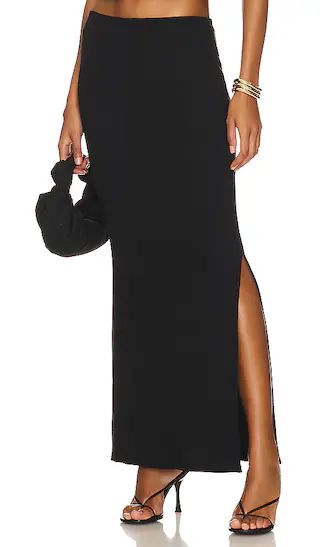 Steph Ribbed Skirt in Black | Revolve Clothing (Global)