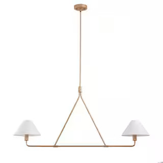 aiwen 46.45 in. 2-Light Kitchen Island Linear Chandelier Classic Rose Gold Pendant Light with fab... | The Home Depot
