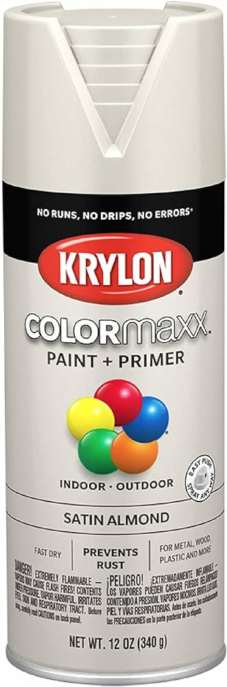 Krylon K05554007 COLORmaxx Spray Paint and Primer for Indoor/Outdoor Use, Satin Almond, 12 Ounce ... | Amazon (US)