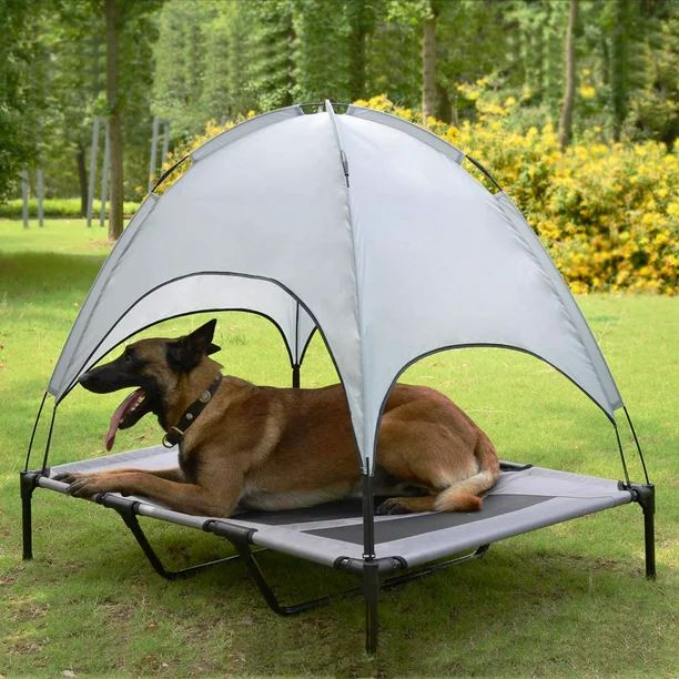 48 Inches Extra Large Elevated Dog Bed with Canopy, Portable Indoor Outdoor Pet Cot with Removabl... | Walmart (US)