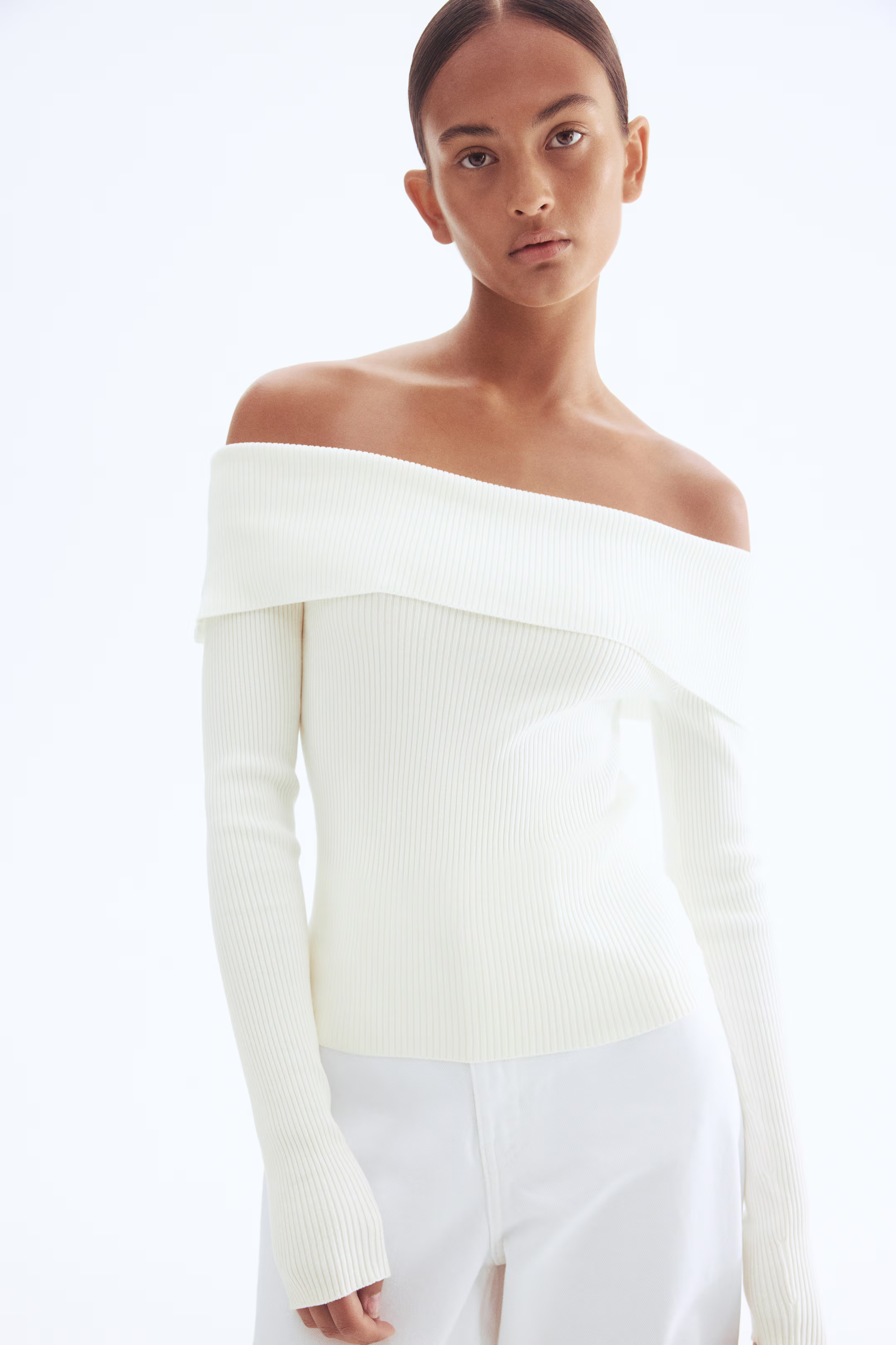 Rib-knit Off-the-shoulder Top | H&M (US + CA)
