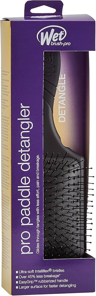 Wet Brush Paddle Detangler Hair Brush Black with Soft Bristles, Perfect Hair Brush for Men, Women... | Amazon (US)