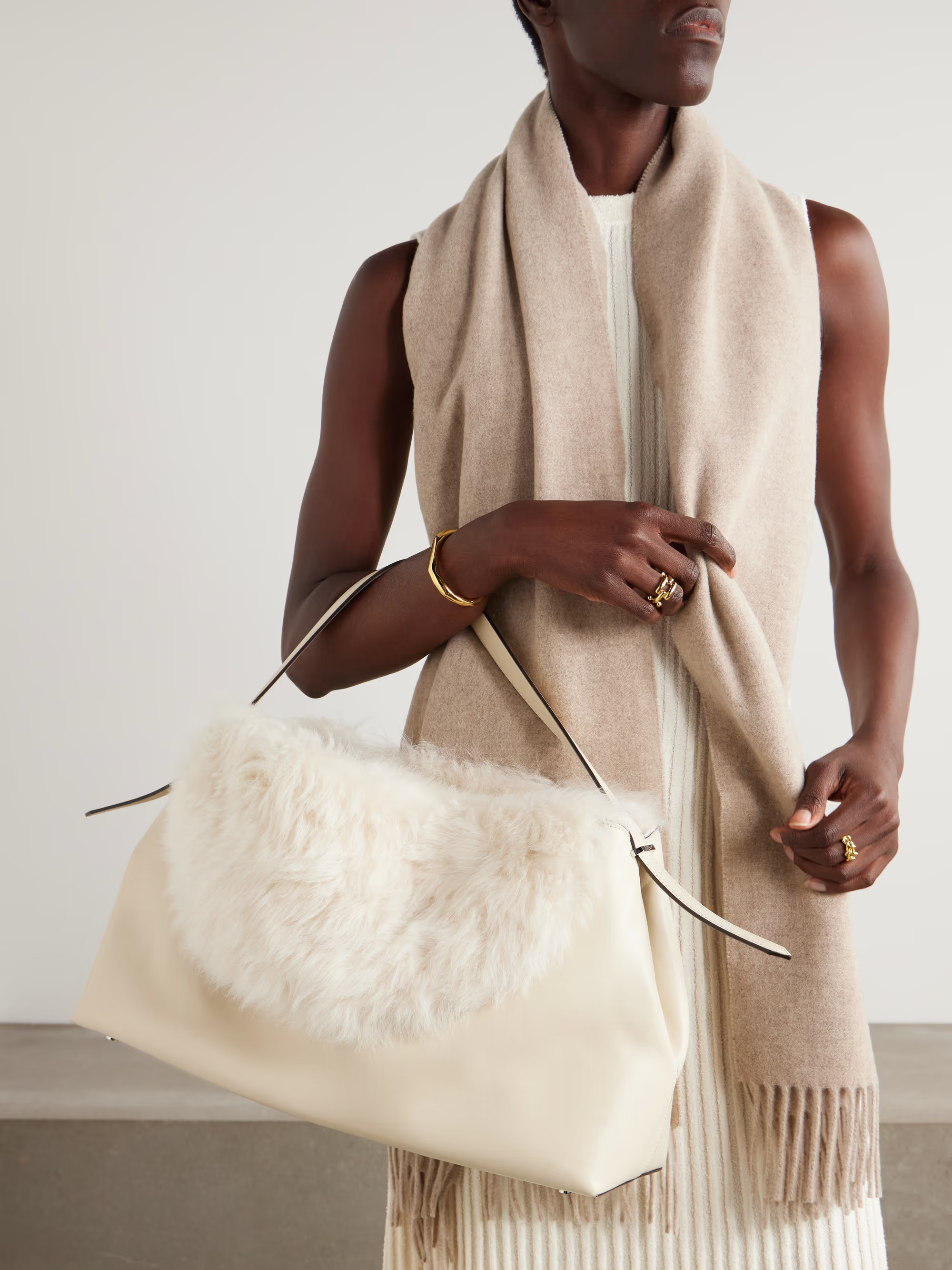T-Lock shearling shoulder bag | NET-A-PORTER (US)