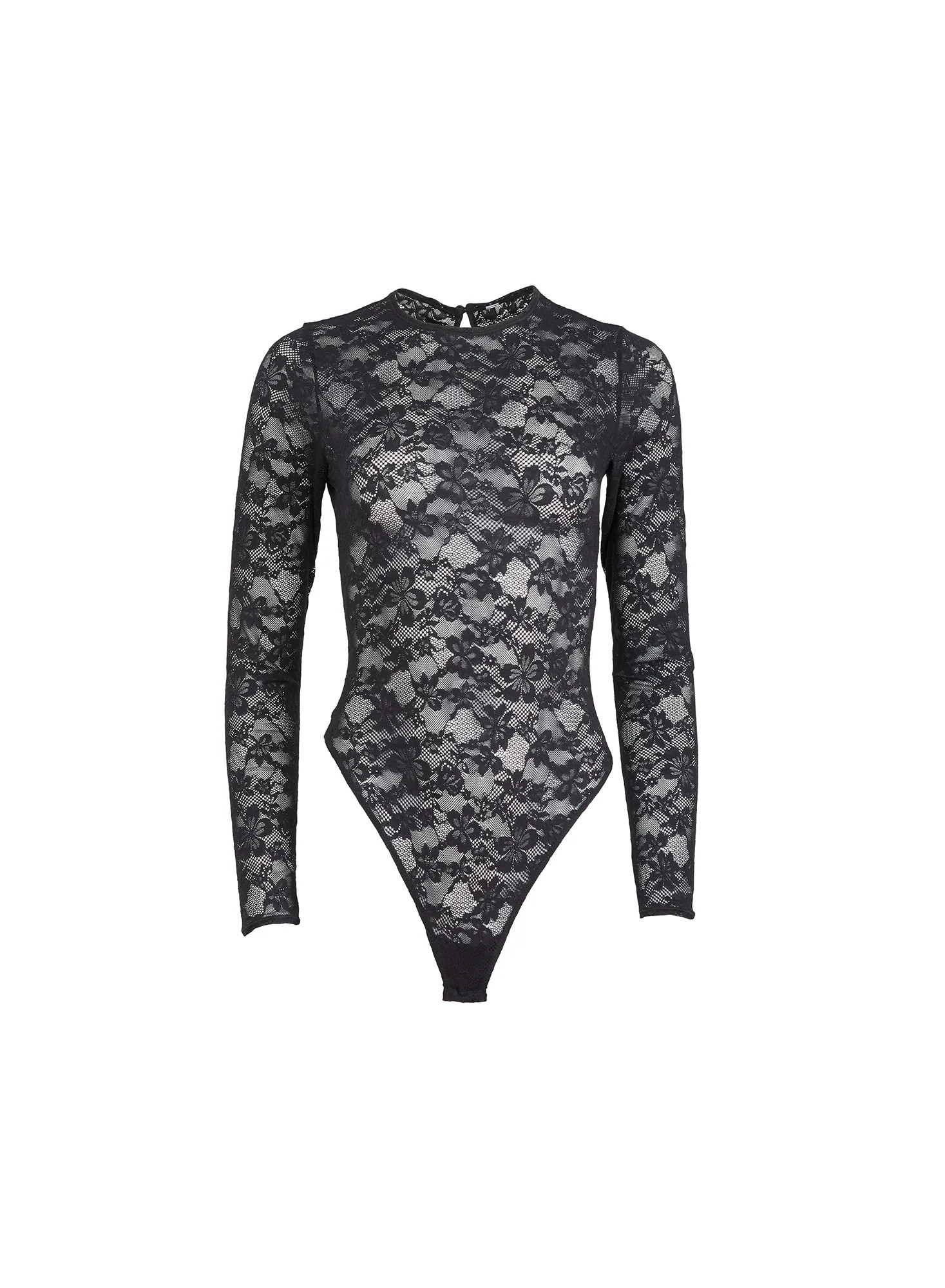 Black Le Stretch Lace Long Sleeve Bodysuit | Fleur du Mal | Fleur du Mal