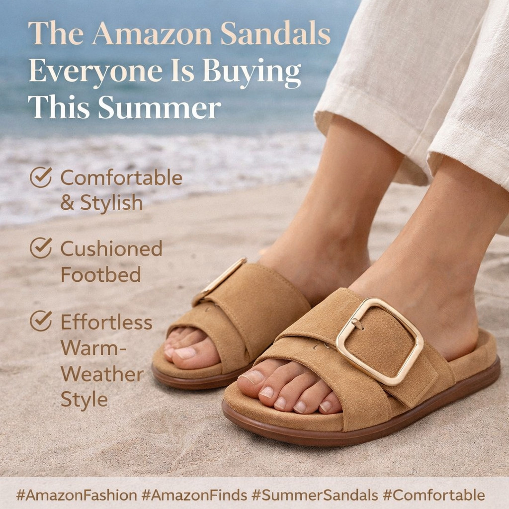 These comfortable suede slide sandals are the perfect summer shoe for everyday outfits, travel days, and beach vacations. The cushioned footbed and oversized buckle design give them a chic look while staying comfortable for walking all day. A trendy Amazon fashion find that pairs effortlessly with linen pants, denim shorts, and casual summer dresses. #AmazonFashion #AmazonFinds #SummerSandals #ComfortableSandals #SlideSandals #VacationShoes #SummerOutfits #CasualChic #TravelStyle #BeachVacation 

 #LTKSpringSale #LTKSeasonal #LTKTravel