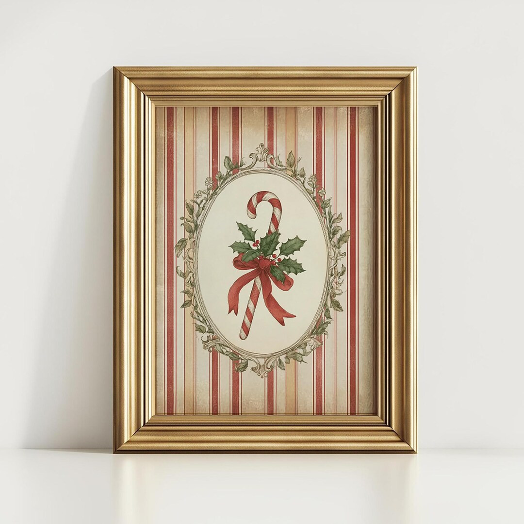 Retro Candy Cane Holiday Print, Victorian Christmas Wall Art, Traditional Christmas Decor 78-88 -... | Etsy (US)