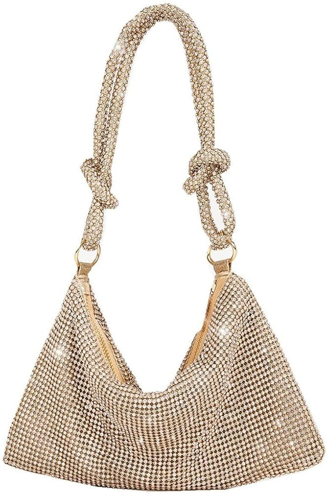 UMREN Rhinestone Hobo Bags for Women Chic Evening Handbag Sparkly Crystal Cluth Purse for Party C... | Amazon (US)